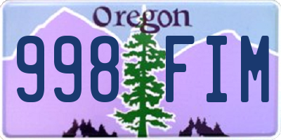 OR license plate 998FIM