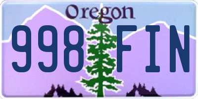OR license plate 998FIN