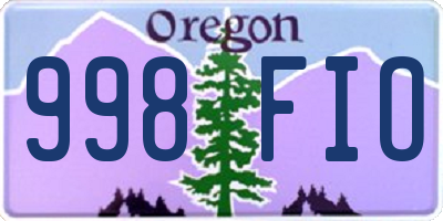 OR license plate 998FIO