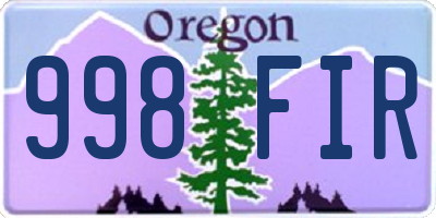 OR license plate 998FIR