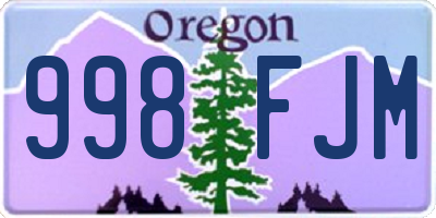 OR license plate 998FJM