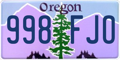 OR license plate 998FJO