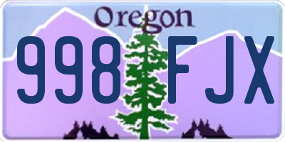 OR license plate 998FJX