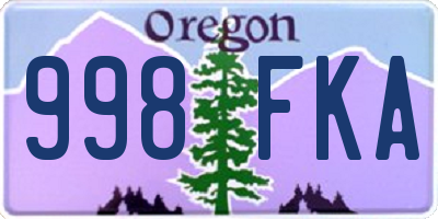 OR license plate 998FKA
