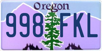 OR license plate 998FKL