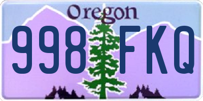 OR license plate 998FKQ