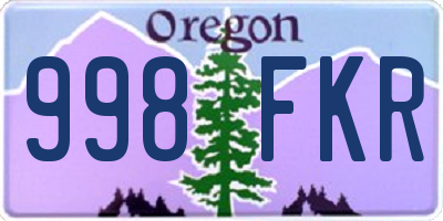 OR license plate 998FKR