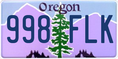 OR license plate 998FLK