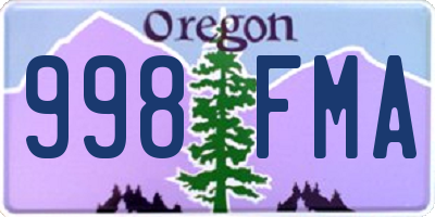 OR license plate 998FMA