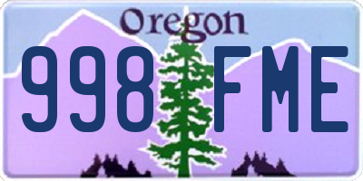 OR license plate 998FME