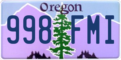 OR license plate 998FMI