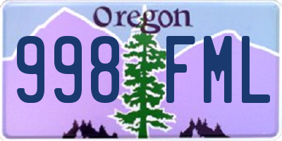 OR license plate 998FML