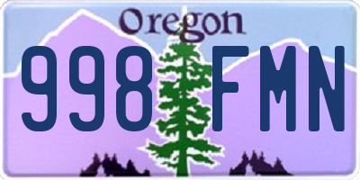 OR license plate 998FMN