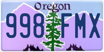 OR license plate 998FMX