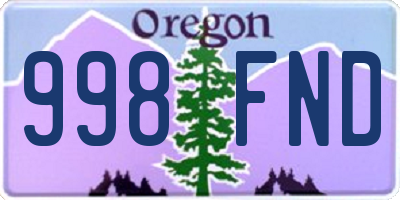 OR license plate 998FND
