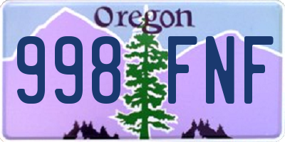 OR license plate 998FNF