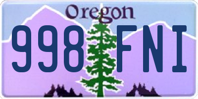 OR license plate 998FNI