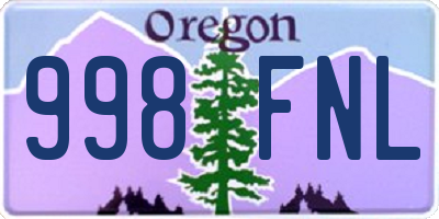 OR license plate 998FNL
