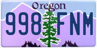 OR license plate 998FNM