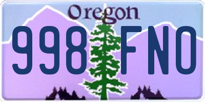 OR license plate 998FNO