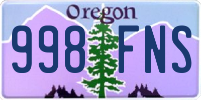 OR license plate 998FNS