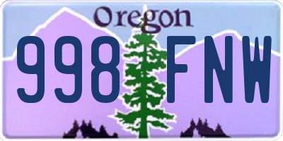 OR license plate 998FNW