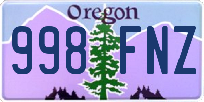 OR license plate 998FNZ