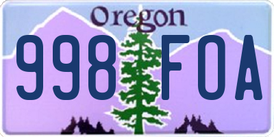 OR license plate 998FOA