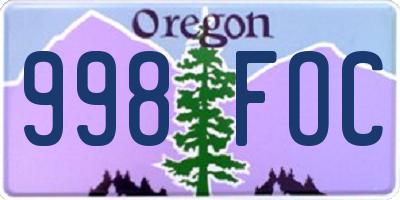 OR license plate 998FOC