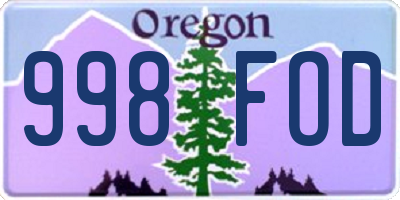 OR license plate 998FOD