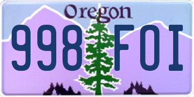 OR license plate 998FOI