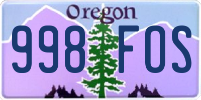 OR license plate 998FOS