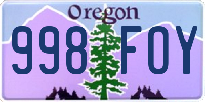 OR license plate 998FOY