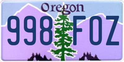 OR license plate 998FOZ