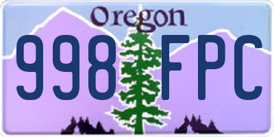 OR license plate 998FPC