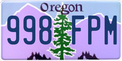 OR license plate 998FPM