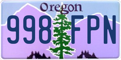 OR license plate 998FPN