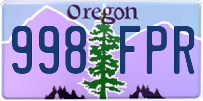 OR license plate 998FPR