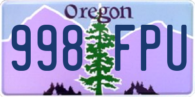 OR license plate 998FPU