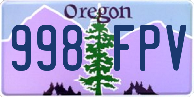 OR license plate 998FPV