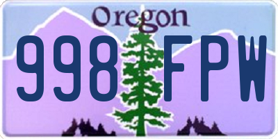 OR license plate 998FPW