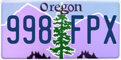 OR license plate 998FPX