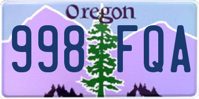 OR license plate 998FQA