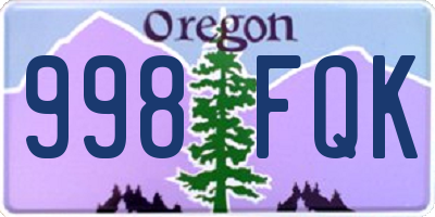 OR license plate 998FQK