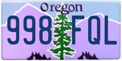 OR license plate 998FQL