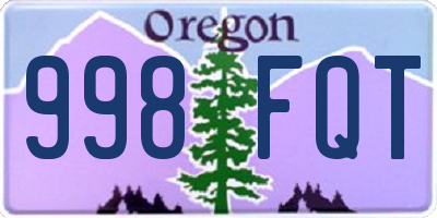 OR license plate 998FQT