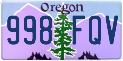 OR license plate 998FQV