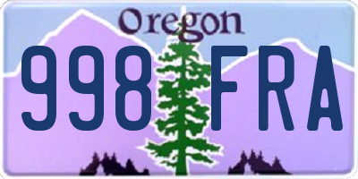 OR license plate 998FRA