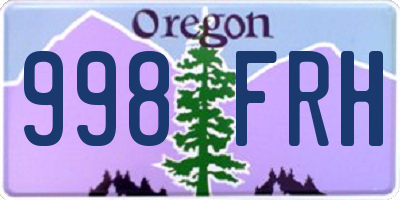 OR license plate 998FRH