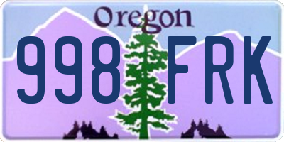 OR license plate 998FRK